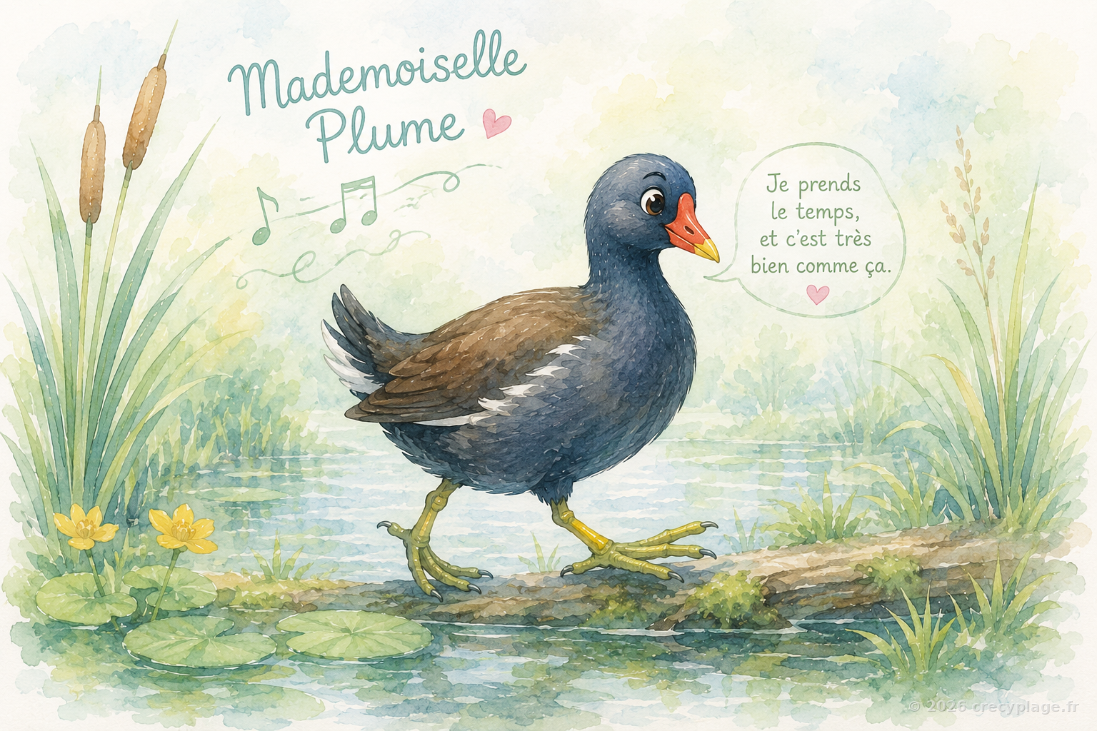Mademoiselle Plume, la poule d’eau qui détestait être pressée